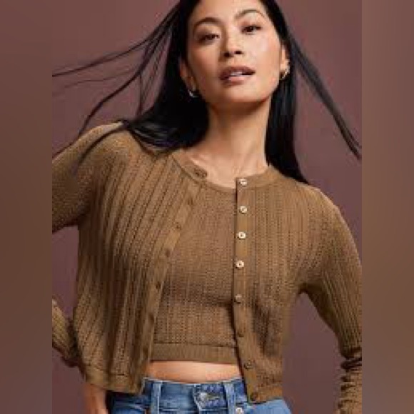 Women's Pointelle Cardigan - A New Day - Brown - XS & M - Picture 4 of 12